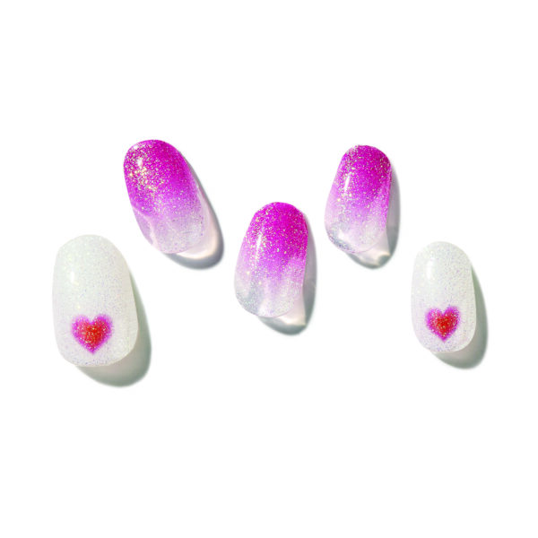 Gel Nail Strips – White & Pink Glitter | Laonsi Heart Hug - Image 3