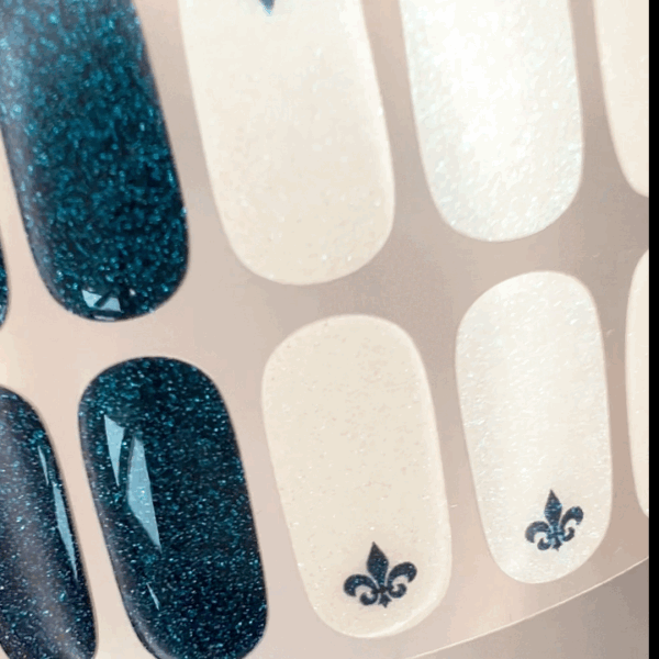 Gel Nail Strips – Blue, White Glitter | Laonsi Novel Grace - Image 4