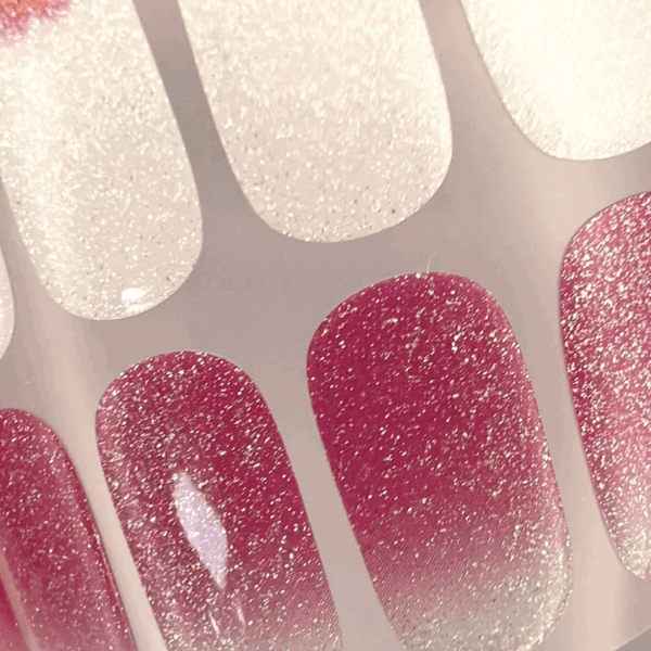 Gel Nail Strips – White & Pink Glitter | Laonsi Heart Hug - Image 4