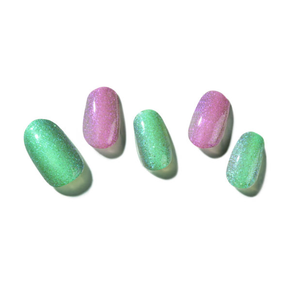 Gel Nail Strips – Pink, Green Glitter | Laonsi Serene Night - Image 5